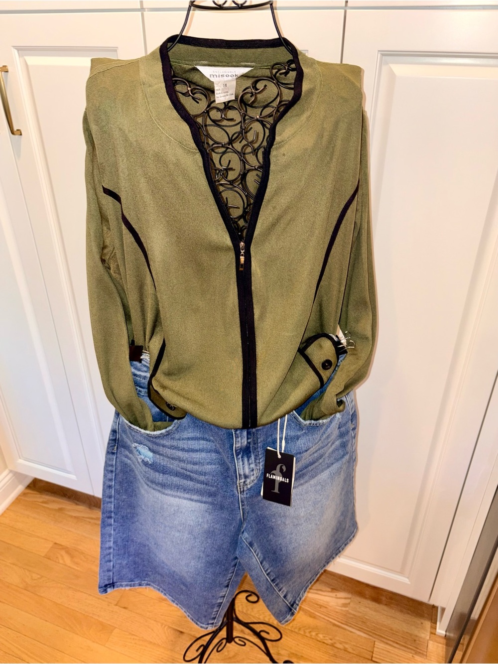 Y2K Misook Olive Jacket with Black Trim
